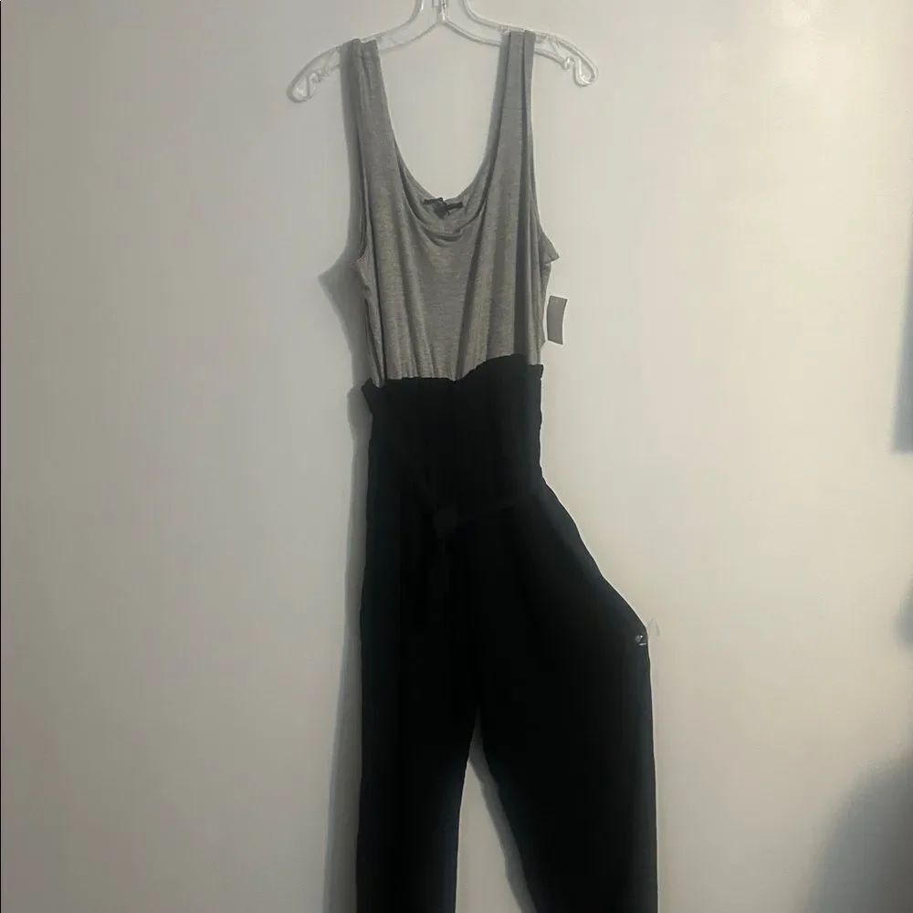Boston Proper Gray/Black wide leg jumpsuit, size L